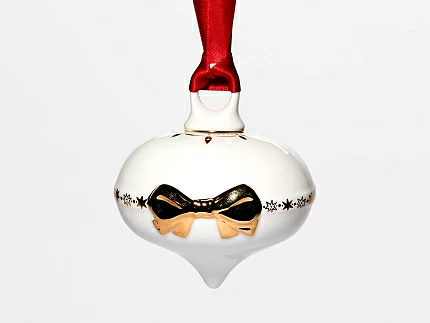 Елочная игрушка в подарочной упаковке, форма Луковица, рисунок Золотой бант, арт. 81.33930.00.1