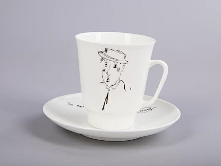Чашка с блюдцем 165 мл форма Майская рисунок Автопортрет Юрия Никулина, арт. 81.30604.00.1