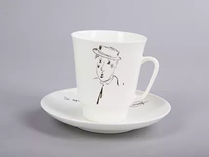 Чашка с блюдцем 165 мл форма Майская рисунок Автопортрет Юрия Никулина, арт. 81.30604.00.1
