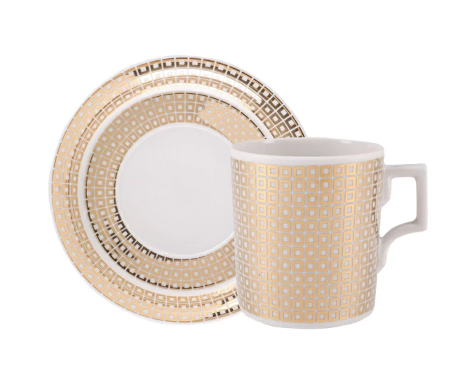 Чашка с блюдцем чайная форма Гербовая рисунок Зазеркалье. Квадраты, арт. 81.27710.00.1, 