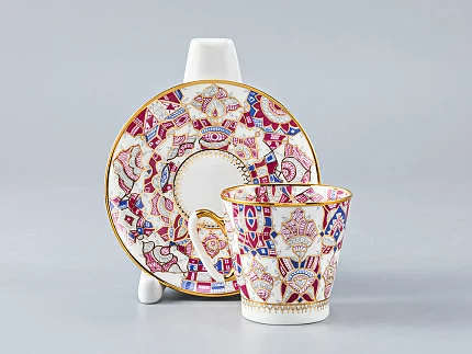 Чашка с блюдцем кофейная 80 мл форма Черный кофе рисунок Розовые узоры арт. 81.14681.00.1