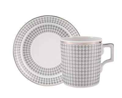 Чашка с блюдцем чайная форма Гербовая рисунок Зазеркалье. Ромбы арт. 81.27714.00.1