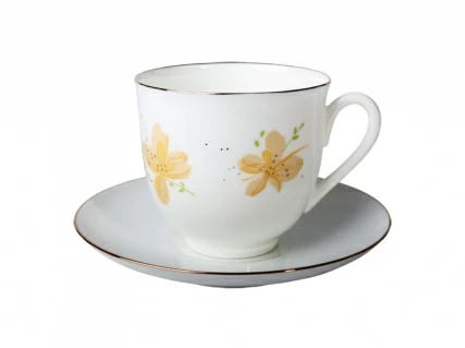 Чашка с блюдцем кофейная 180 мл.,  форма Ландыш, рисунок Желтые цветы арт. 81.17579.00.1, 