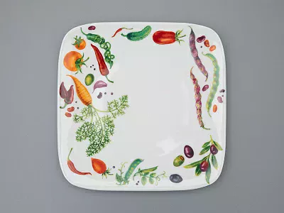 Тарелка квадратная 305 мм форма Тимон, рисунок Мамина дача, арт. 80.02107.00.1