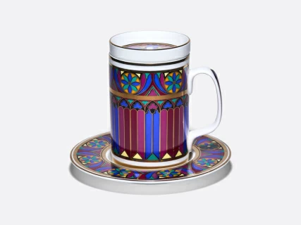 Бокал с блюдцем и крышкой 390 мл в подарочной упаковке, форма Топ, рисунок Готический 7, арт. 81.34168.00.1, 