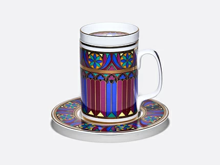 Бокал с блюдцем и крышкой 390 мл в подарочной упаковке, форма Топ, рисунок Готический 7, арт. 81.34168.00.1