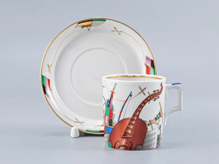 Чашка с блюдцем чайная форма Гербовая рисунок Музыкальные инструменты арт. 81.28040.00.1, 