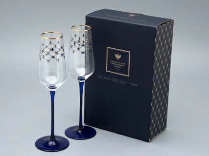 Набор (2 бокала для шампанского) 200 мл, Кобальтовая сетка арт. 14.11449.07,  Набор (2 бокала для шампанского) 200 мл, Кобальтовая сетка арт. 14.11449.07,