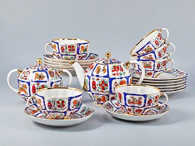 Сервиз чайный форма Тюльпан рисунок Русский лубок, 6 персон 20 предметов, арт. 81.20958.00.1