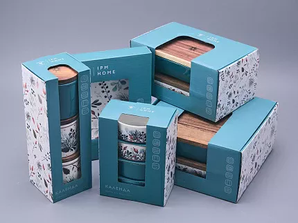 Набор банок 80 мм с деревянной крышкой (3 предмета), в подарочной упаковке, форма Стандартная, рисунок Календа, арт 42.00071.00.1