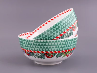 Набор салатников 2шт 190 мм, форма Восточная, рисунок Зимняя история арт. 81.11372.00.1