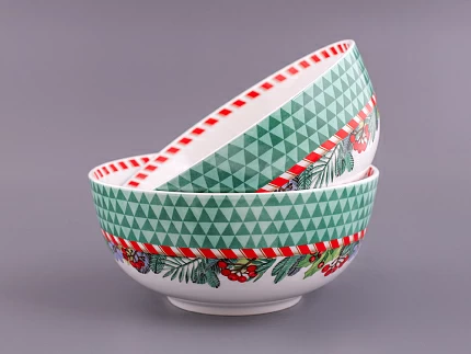 Набор салатников 2шт 190 мм, форма Восточная, рисунок Зимняя история арт. 81.11372.00.1