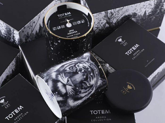 Свеча ароматическая в подарочной упаковке, рисунок Тотем.Тигр аромат Снежный Тигр арт. 81.30081.00.1, 