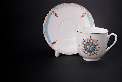 Чашка с блюдцем кофейная, форма Ландыш, рисунок Снежинка, арт 61.21042.00.1