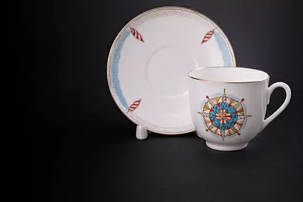 Чашка с блюдцем кофейная, форма Ландыш, рисунок Снежинка, арт 61.21042.00.1