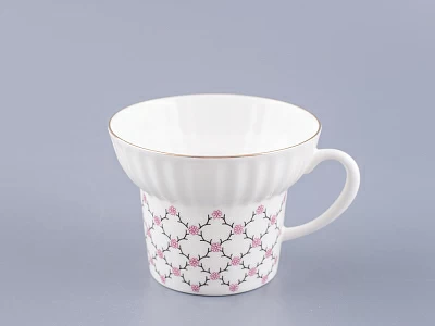 Чашка с блюдцем кофейная 155 мл форма Волна рисунок Розовая сетка арт. 81.14621.00.1