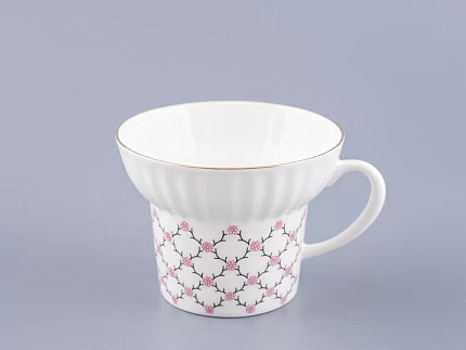 Чашка с блюдцем кофейная 155 мл форма Волна рисунок Розовая сетка арт. 81.14621.00.1