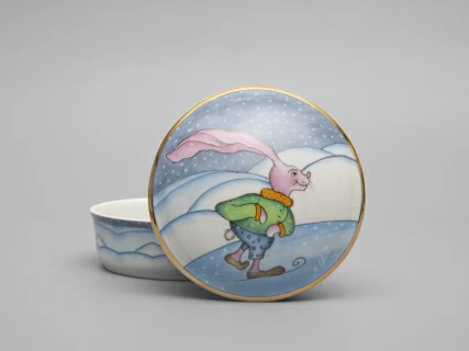 Туалетная коробочка форма Круглая рисунок Зима. Заяц арт. 81.31060.00.1, 