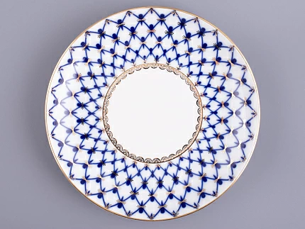 Бокал с блюдцем и с крышкой 380 мл форма Снежное утро рисунок Кобальтовая сетка арт. 81.15425.00.1