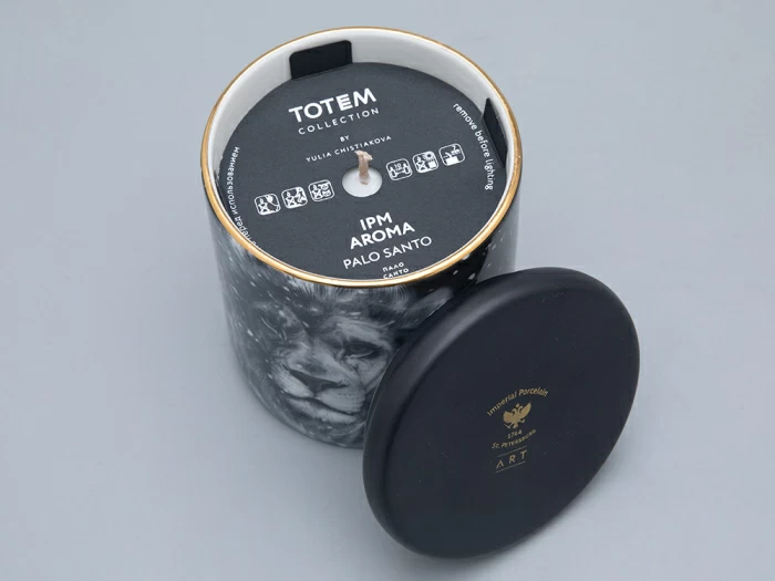 Свеча ароматическая в подарочной упаковке, рисунок Тотем. Лев аромат Пало Санто арт. 81.31595.00.1, 