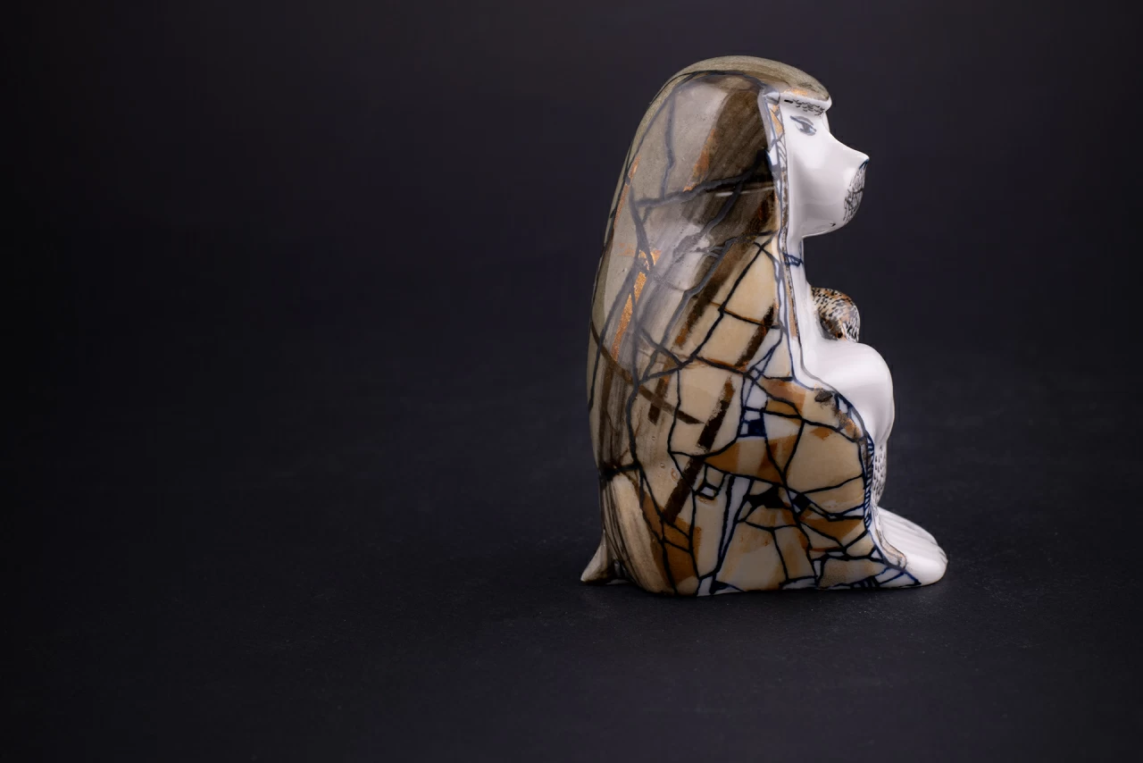 Скульптура Павиан с детенышем, рисунок Счастья в Новом году, арт 40.00979.00.1, 