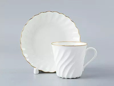 Чашка с блюдцем кофейная 155 мл форма Витая рисунок Золотой кантик арт. 81.13928.00.1