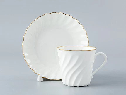 Чашка с блюдцем кофейная 155 мл форма Витая рисунок Золотой кантик арт. 81.13928.00.1