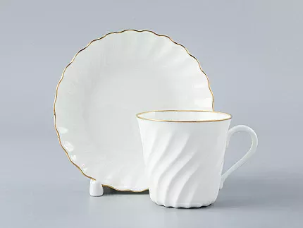 Чашка с блюдцем кофейная 155 мл форма Витая рисунок Золотой кантик арт. 81.13928.00.1