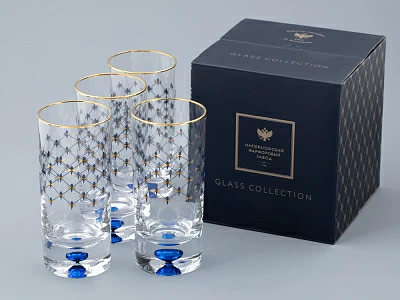 Набор из 4-х высоких стаканов Кобальтовая сетка 300 мл арт. 14.11004.07