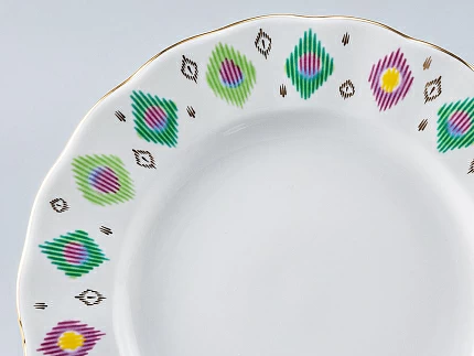 Тарелка мелкая 180 мм. форма Тюльпан рисунок Перо павлина, арт. 80.97649.00.1 Тарелка мелкая 180 мм. форма Тюльпан рисунок Перо павлина, арт. 80.97649.00.1