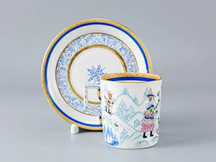 Чашка с блюдцем чайная форма Гербовая рисунок Зимние забавы 1 арт. 81.15129.00.1, 