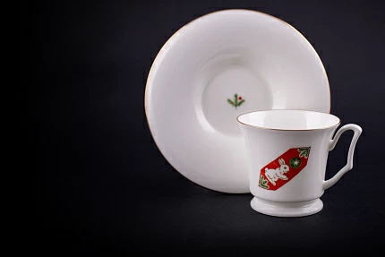 Чашка с блюдцем кофейная, рисунок Конфета Зайчик, форма Юлия, арт 61.21051.00.1