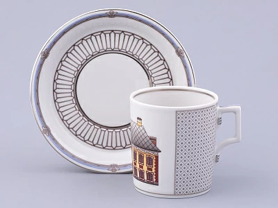 Сервиз чайный на 6 персон 21 предмет, форма Гербовая, рисунок Серебряный город, арт. 81.32583.00.1 Сервиз чайный на 6 персон 21 предмет, форма Гербовая, рисунок Серебряный город, арт. 81.32583.00.1