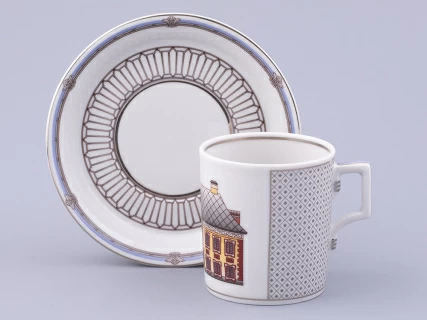 Сервиз чайный на 6 персон 21 предмет, форма Гербовая, рисунок Серебряный город, арт. 81.32583.00.1,  Сервиз чайный на 6 персон 21 предмет, форма Гербовая, рисунок Серебряный город, арт. 81.32583.00.1,