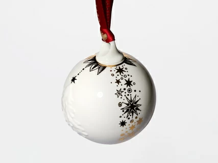 Елочная игрушка в подарочной упаковке, форма Шар с елкой, рисунок Звездопад, арт. 81.33931.00.1, 