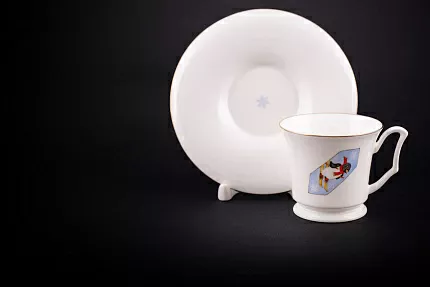 Чашка с блюдцем кофейная, рисунок Конфета Пингвин, форма Юлия, арт 61.21048.00.1