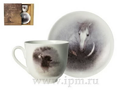 Чашка с блюдцем кофейная Ландыш Лошадь. Ежик в тумане 180 мл арт. 81.22606.00.1
