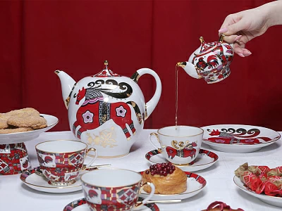 Чашка с блюдцем чайная 250 мл форма Весенняя рисунок Красный конь арт. 81.15308.00.1