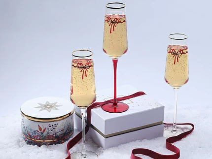 Набор из 2-х бокалов для шампанского 250 мл, в подарочной упаковке, рисунок Календа арт 14.11462.07