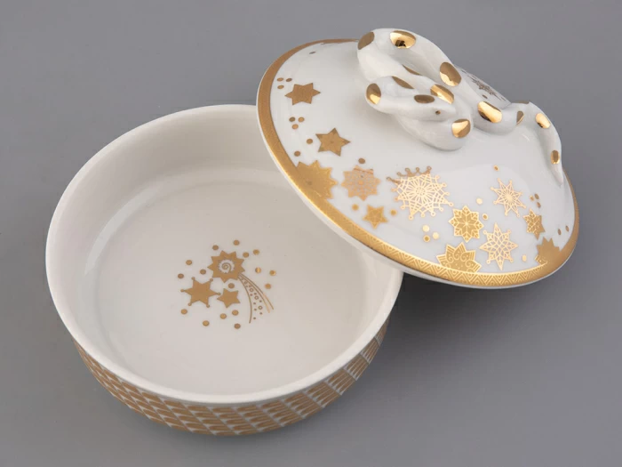 Туалетная коробочка форма Круглая. Змея, рисунок Золотая змейка, арт. 80.48226.00.1, 