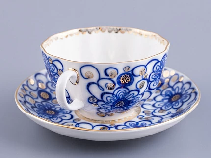 Чашка с блюдцем чайная 250 мл форма Тюльпан рисунок Вьюнок арт. 81.10110.00.1