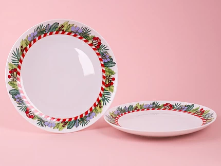 Набор тарелок 210 мм, форма Восточная, рисунок Зимняя история. арт. 81.11375.00.1