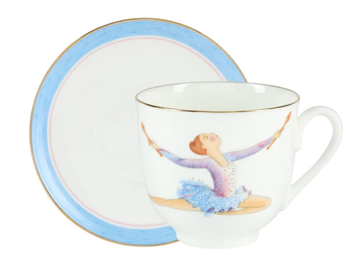 Подарочный набор чашек с блюдцем форма Ландыш рисунок Обруч и Булавы на 2 персоны арт. 81.28504.00.1, 