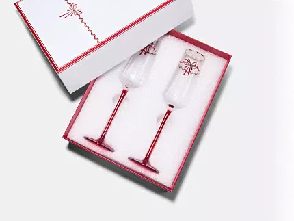 Набор из 2-х бокалов для шампанского 250 мл, в подарочной упаковке, рисунок Календа арт 14.11465.07