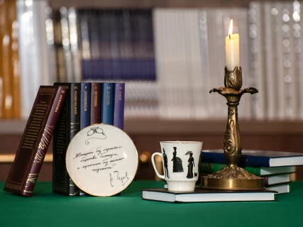 Чашка с блюдцем 165 мл форма Майская рисунок Русские писатели Чехов, арт. 81.31160.00.1, 