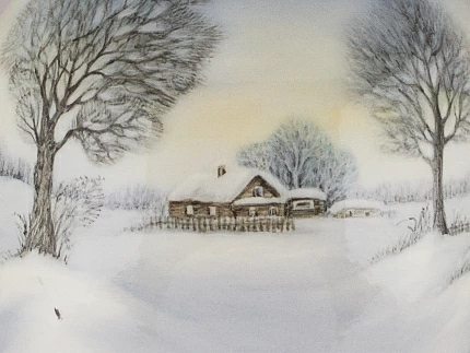 Ваза форма Ламповая рисунок Зимний вечер арт. 80.88195.00.1