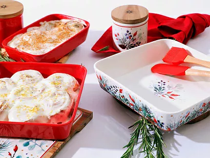 Набор для запекания с деревянной крышкой ( 2 предм.квадратные ) форма Стандартная рисунок Календа арт. 42.00043.00.1