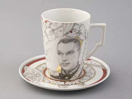 Бокал с блюдцем в подарочной упаковке, форма Гранд, рисунок Маршалы победы Константин Рокоссовский, арт. 81.33244.00.1 Бокал с блюдцем в подарочной упаковке, форма Гранд, рисунок Маршалы победы Константин Рокоссовский, арт. 81.33244.00.1