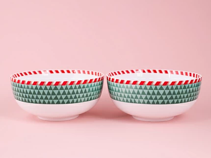 Набор салатников 2шт 160 мм, форма Восточная, рисунок Зимняя история (зеленый) арт. 81.11370.00.1