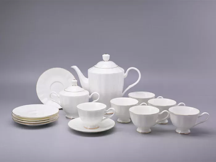 Сервиз чайный форма Нега рисунок Золотая лента, 6 персон 14 предметов, арт. 81.23019.00.1, 